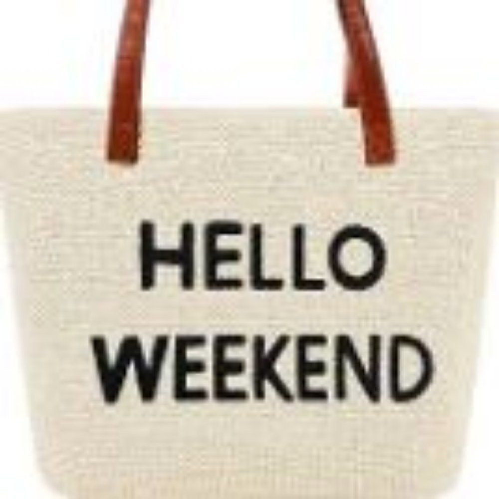 Straw Woven Beach Tote Bag Waterproof Sandproof with Zipper, Perfect for Travel - Picture 2 of 3